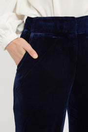 Elina Velvet Straight Leg Trouser - Navy