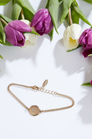 Louche Emily Personal Letter Disc Bracelet Gold