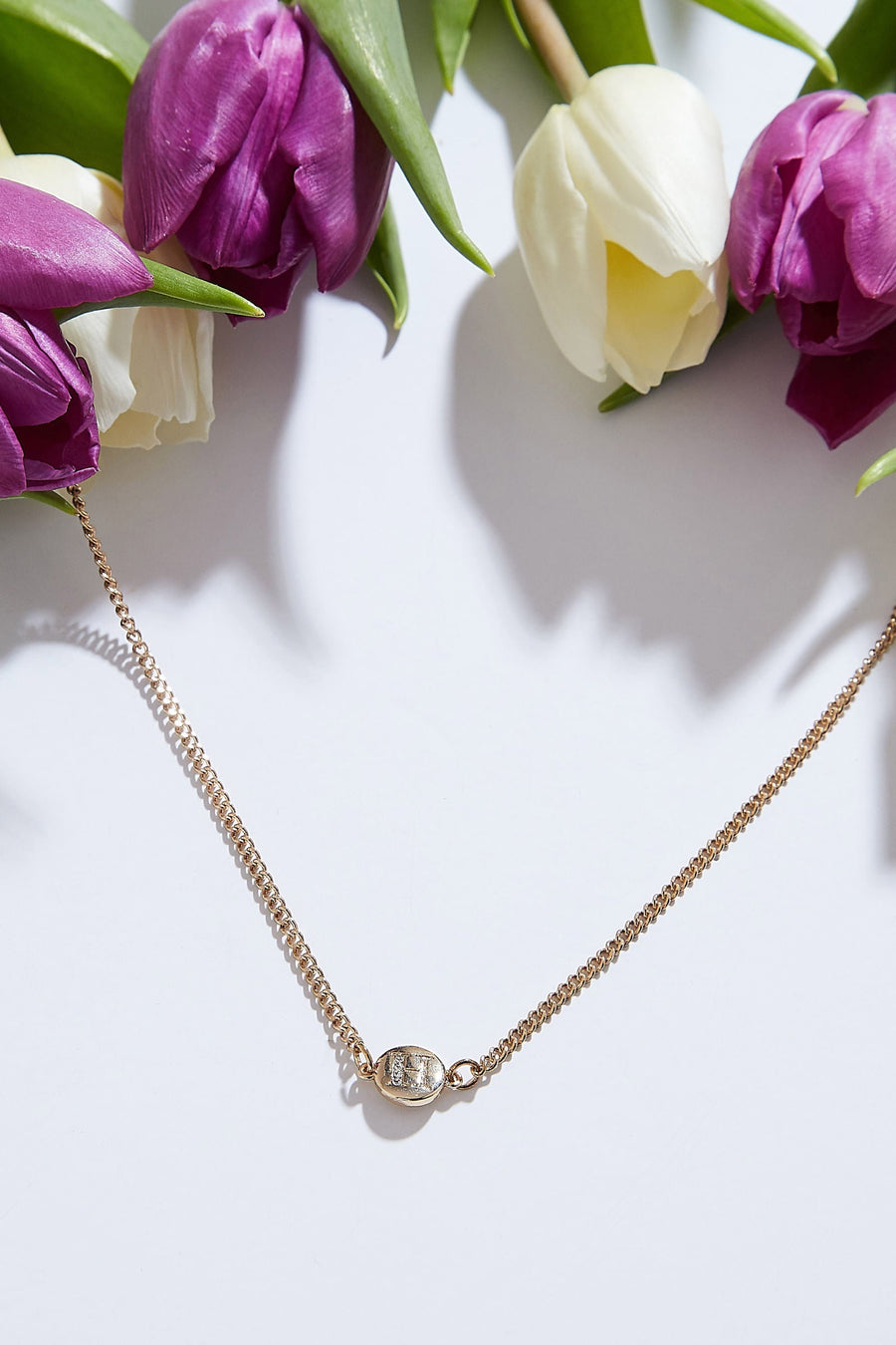 Louche Letter Disc Necklace Gold