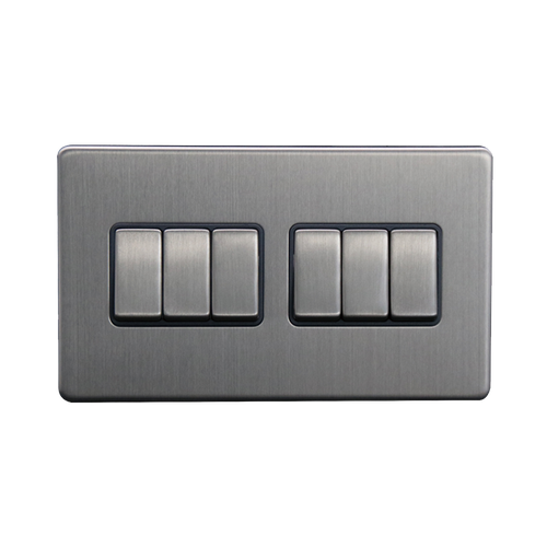 Caradok 6G 2Way 10A Switch Brushed Chrome