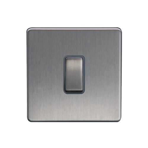 Caradok 10A Retractive Switch Brushed Chrome Grey Insert