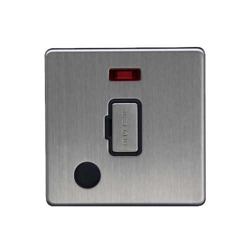 Caradok 13A Unswitched Spur c/w Neon + FO Brushed Chrome