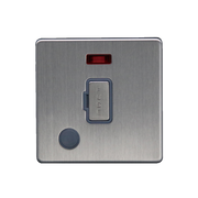 Caradok 13A Unswitched Spur c/w Neon + FO Brushed Chrome Grey Insert
