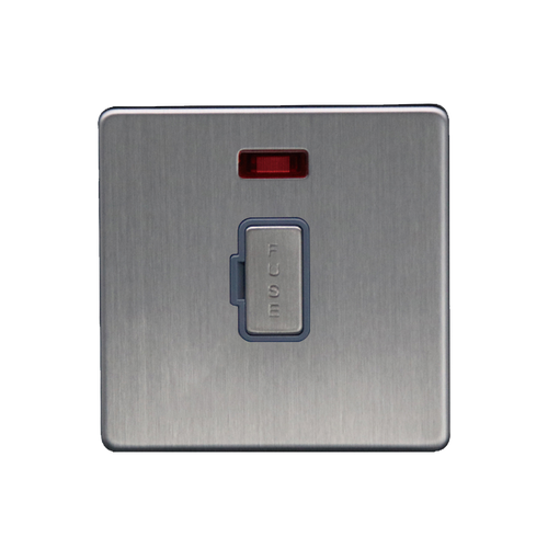 Caradok 13A Unswitched Spur c/w Neon Brushed Chrome Grey Insert
