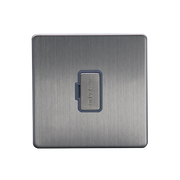 Caradok 13A Unswitched Spur Brushed Chrome Grey Insert