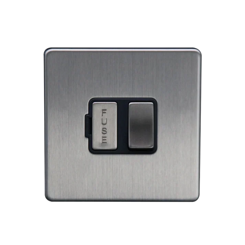 Caradok 13A Switched Spur Brushed Chrome with Black Insert
