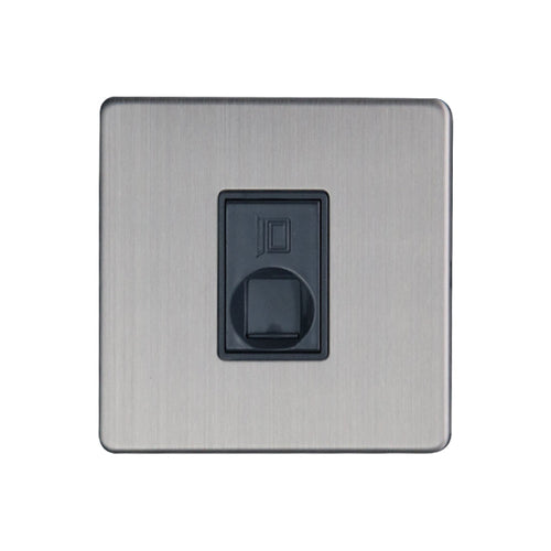 Caradok 1G RJ45 Cat5 Socket Brushed Chrome Grey Insert