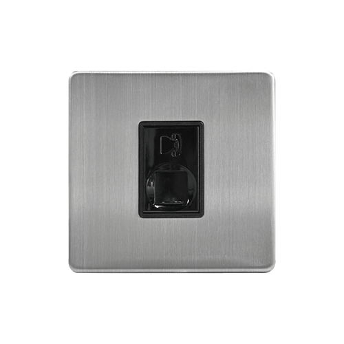 Caradok 1G RJ11 Telephone Point Brushed Chrome