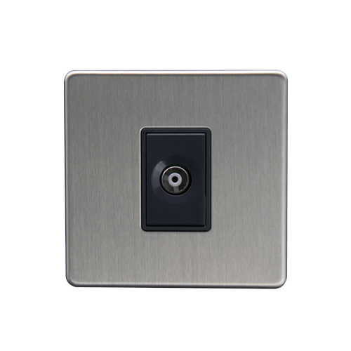 Caradok 1G Coax Socket Brushed Chrome