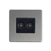 Caradok 2G Coax Socket Brushed Chrome