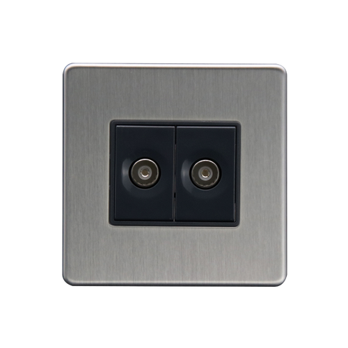 Caradok 2G Coax Socket Brushed Chrome