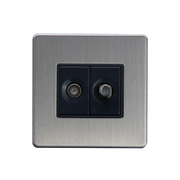 Caradok Satellite Socket + Coax Socket Brushed Chrome