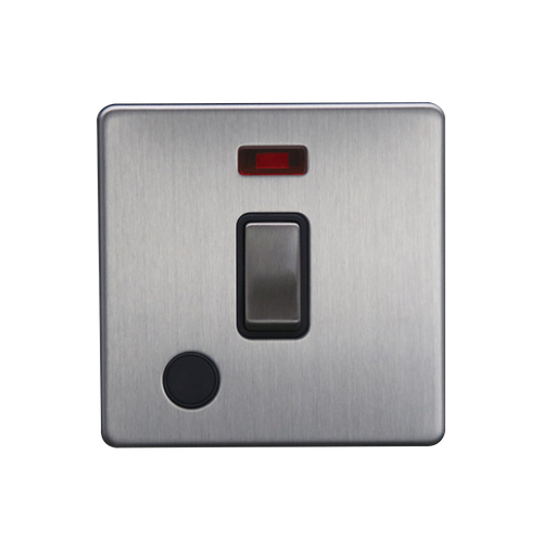 Caradok 20A DP Switch c/w Neon + FO Brushed Chrome