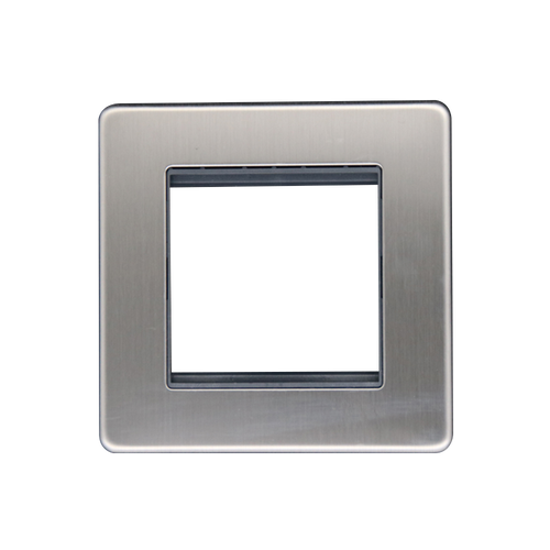 Caradok 1G 2 Module Data Plate Brushed Chrome Grey Insert