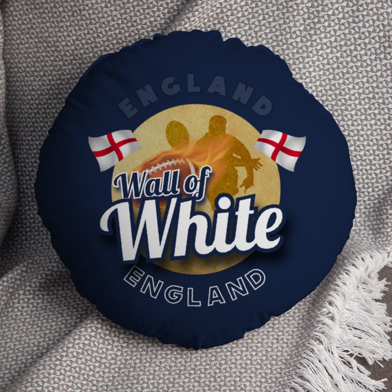 England Rugby League Wall of White  - Legend Collection - Circle Cushion 14"