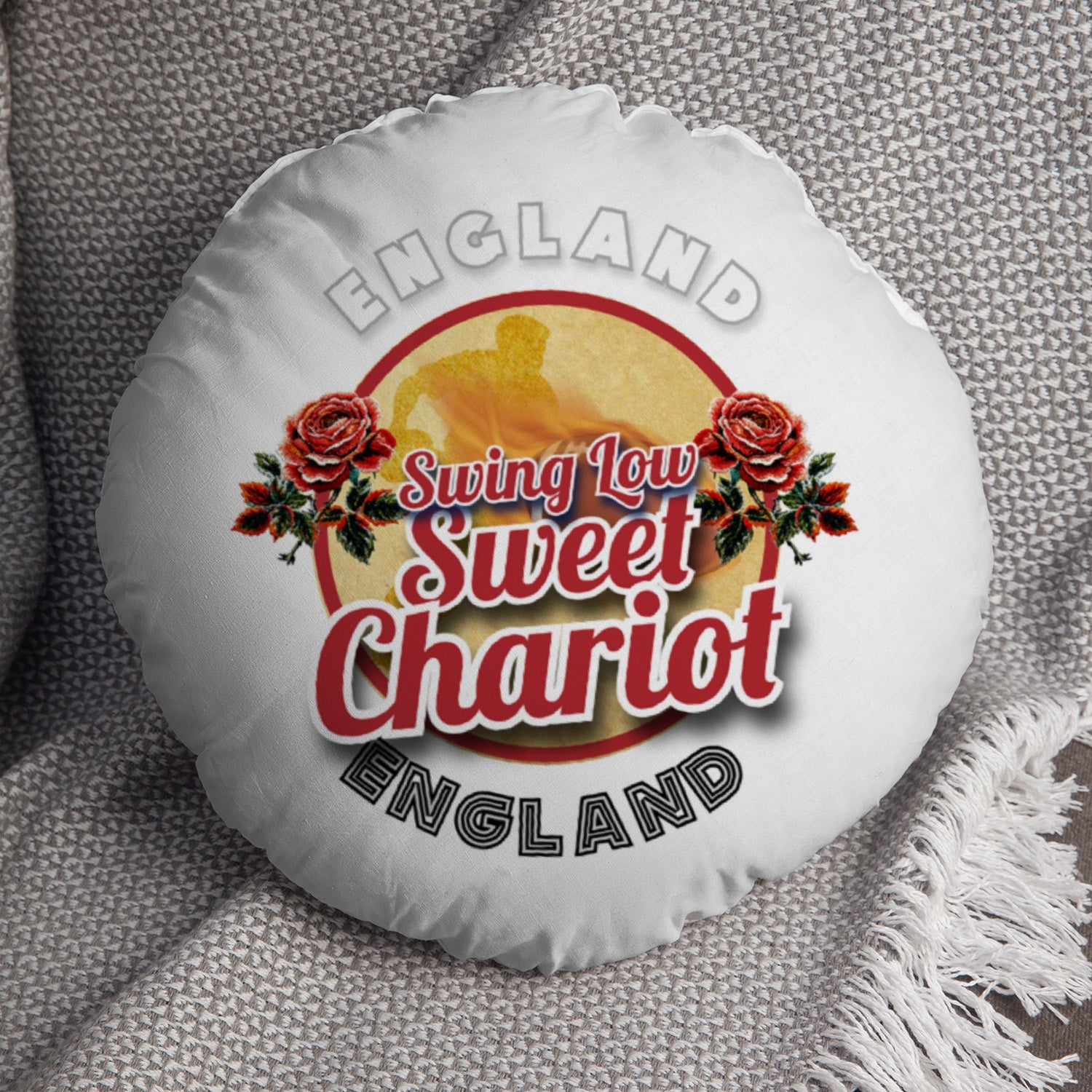 England Rugby Union Chariot  - Legend Collection - Circle Cushion 14"