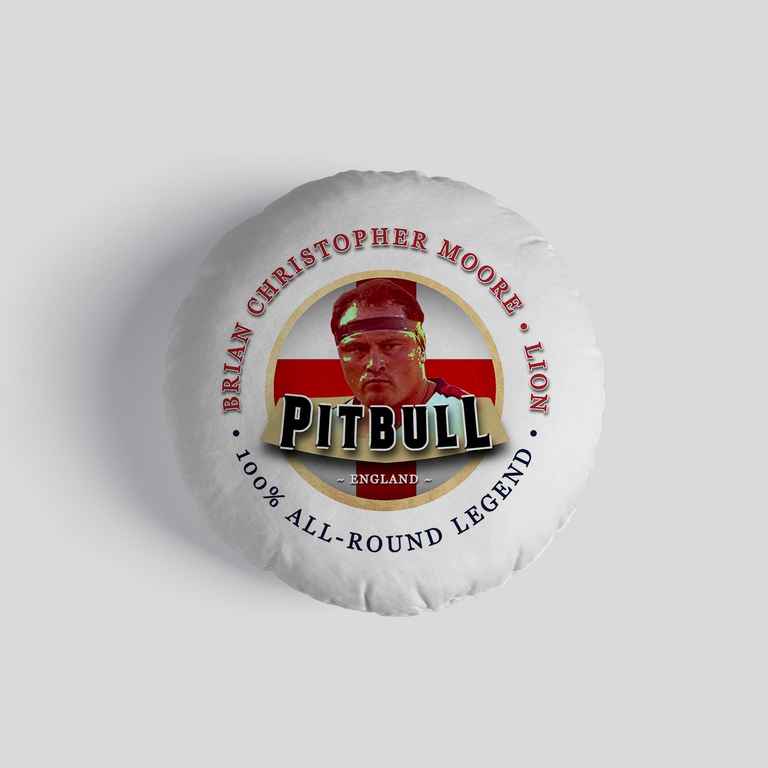 England Rugby Union Pitbull  - Legend Collection - Circle Cushion 14"