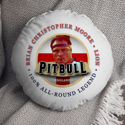 England Rugby Union Pitbull  - Legend Collection - Circle Cushion 14"