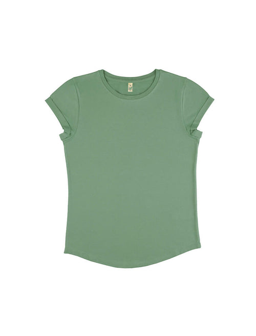 Organic Cotton Rolled Sleeve T-shirt: Womens