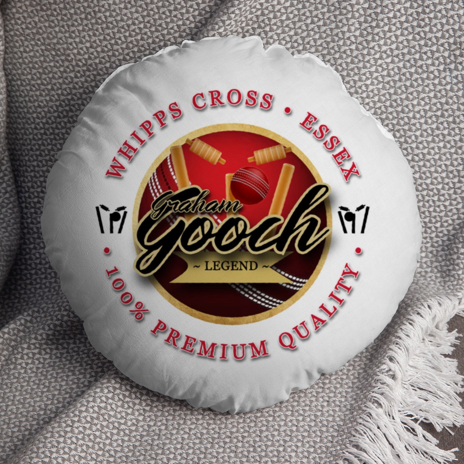Essex Cricket Gooch  - Legend Collection - Circle Cushion 14"
