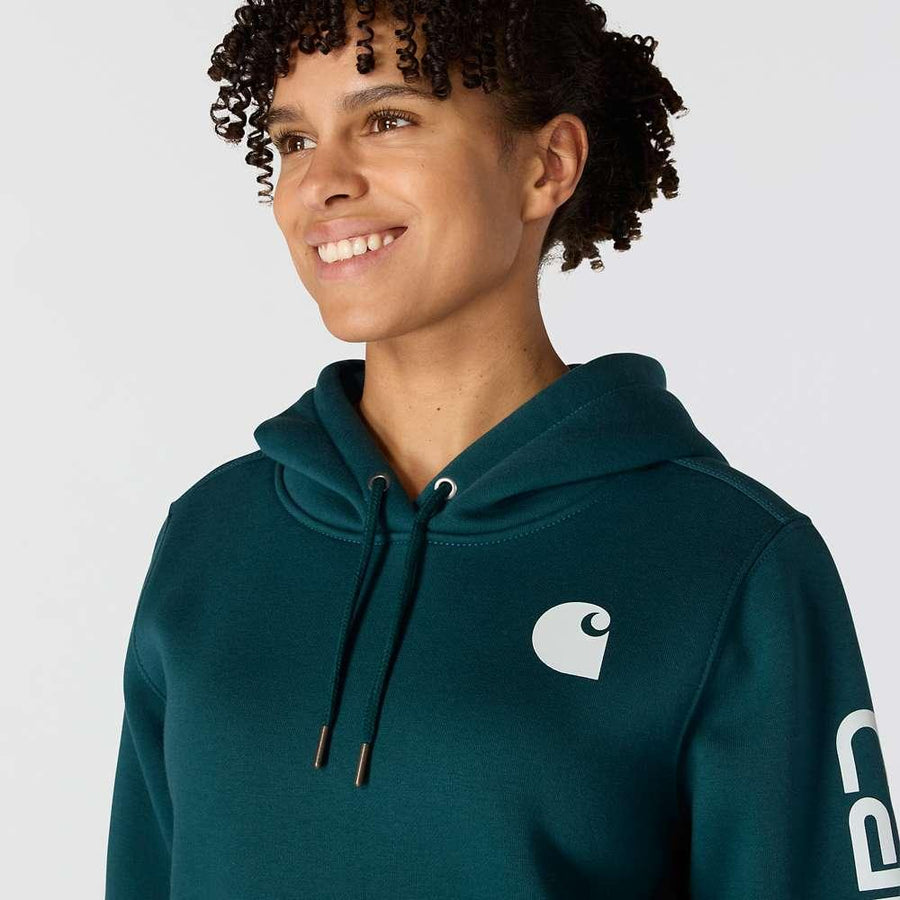 Carhartt 102791 Womens Clarksburg Relaxed Fit Midweight Logo Sleeve Sweatshirt