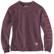 Carhartt 104410 Women's Relaxed Fit Midweight Crew Neck Logo Sweatshirt Fleece
