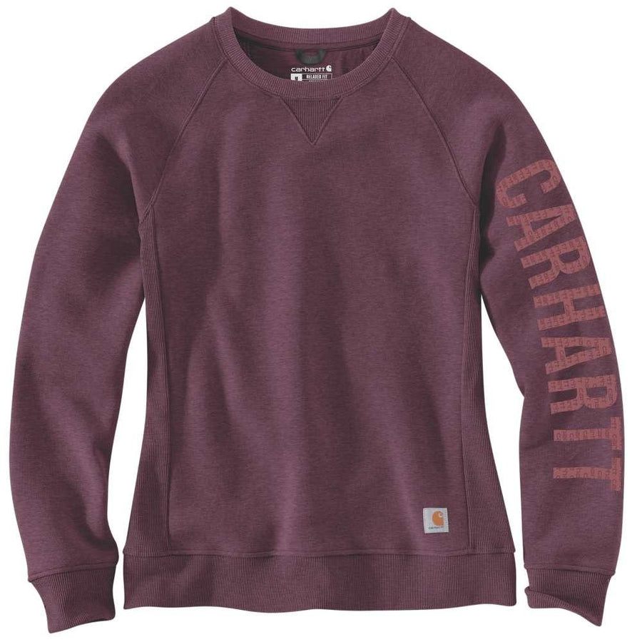 Carhartt 104410 Women's Relaxed Fit Midweight Crew Neck Logo Sweatshirt Fleece