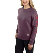 Carhartt 104410 Women's Relaxed Fit Midweight Crew Neck Logo Sweatshirt Fleece