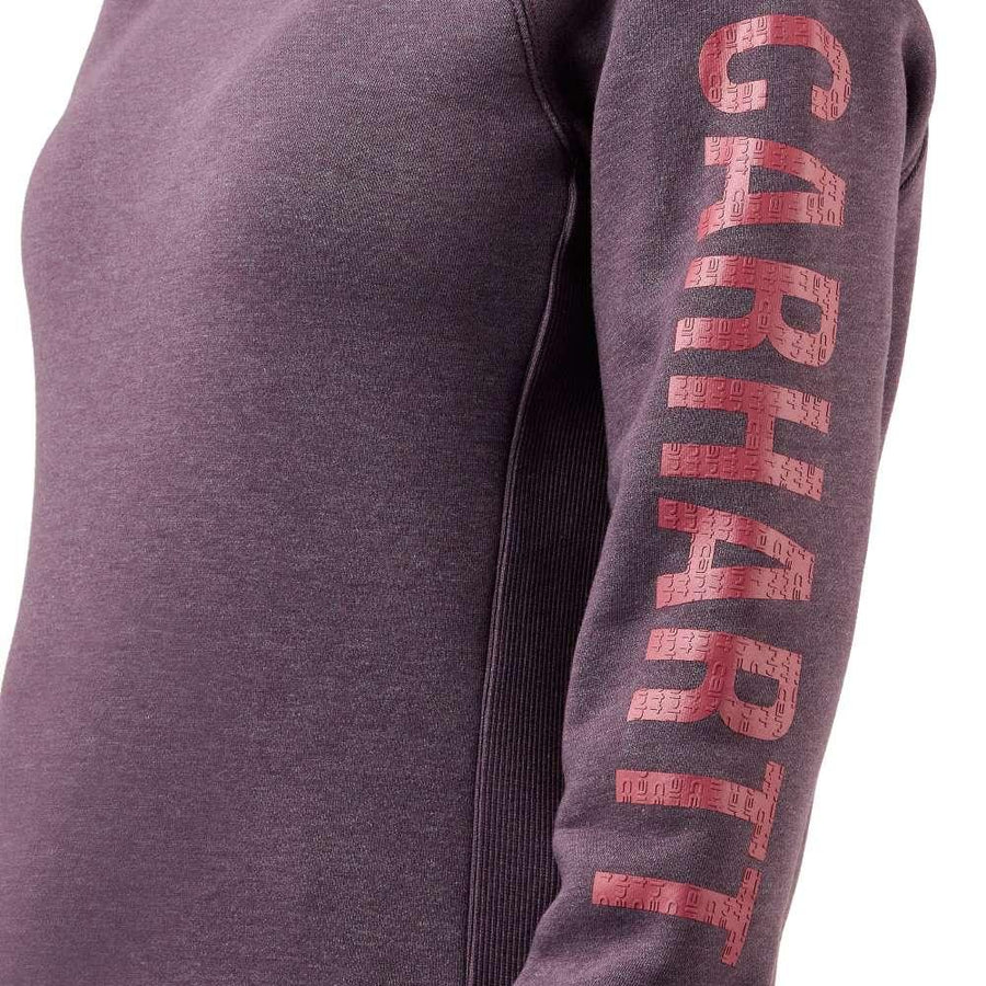 Carhartt 104410 Women's Relaxed Fit Midweight Crew Neck Logo Sweatshirt Fleece