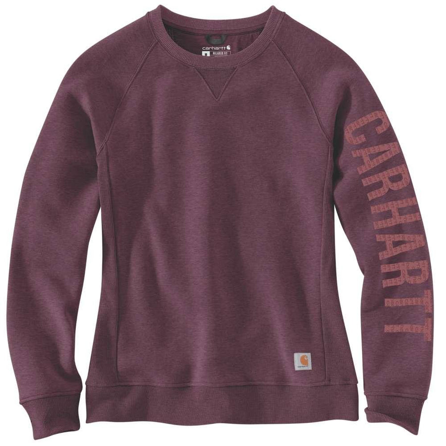 Carhartt 104410 Women's Relaxed Fit Midweight Crew Neck Logo Sweatshirt Fleece