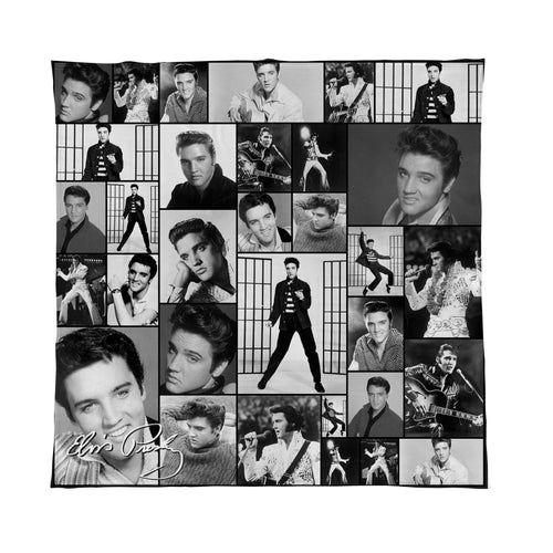Elvis Montage Celebrity Fleece Throw - 2 Variant Colours - Large Size 150cm x 150cm