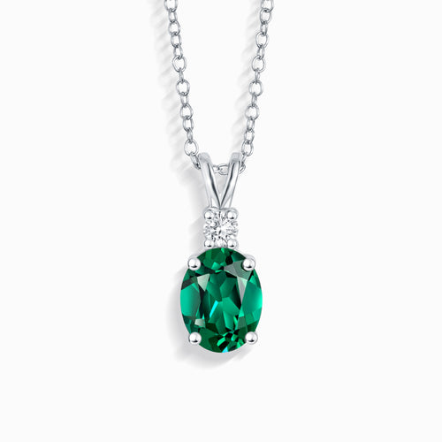 Emerald Pendant Necklace in Sterling Silver