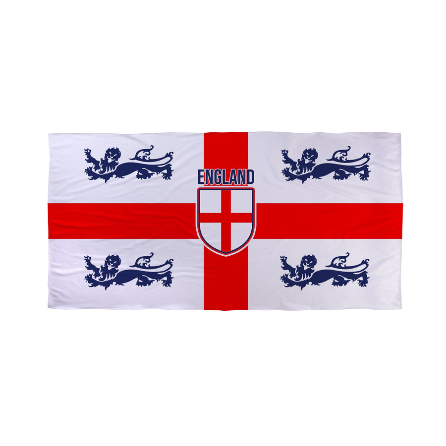 England St George 4 Lions Lightweight, Microfibre Beach Towel - 150cm x 75cm