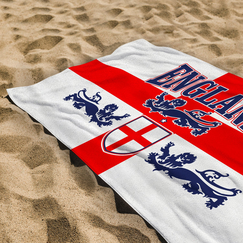 England St George 3 Lions Lightweight, Microfibre Beach Towel - 150cm x 75cm