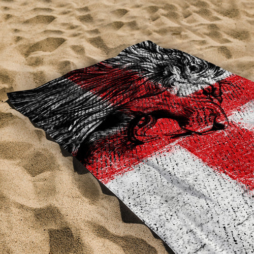 England St George Lion Sketch Lightweight, Microfibre Beach Towel - 150cm x 75cm