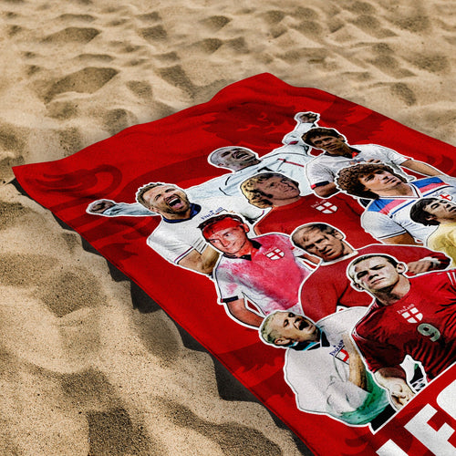 England Legend Montage - Beach Towel - Microfibre Retro Beach Towel - 150cm x 75cm