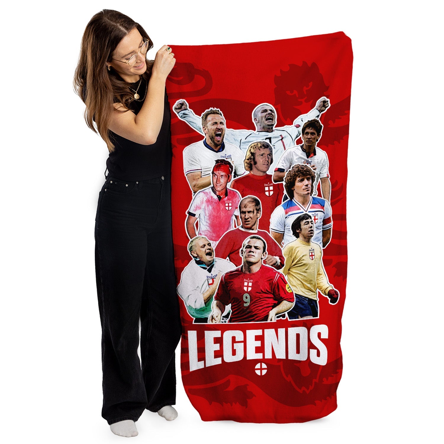 England Legend Montage - Beach Towel - Microfibre Retro Beach Towel - 150cm x 75cm