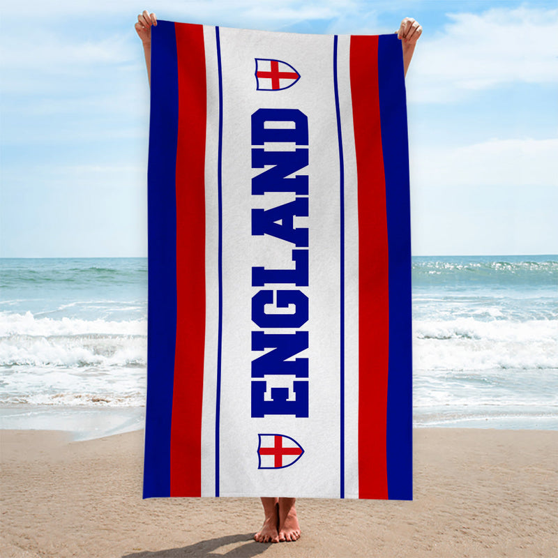 England Stripe  - WC26 - Retro Beach Towel - 150cm x 75cm