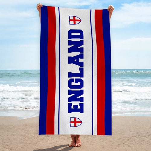 England Stripe  - WC26 - Retro Beach Towel - 150cm x 75cm
