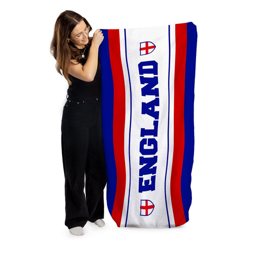 England Stripe  - WC26 - Retro Beach Towel - 150cm x 75cm