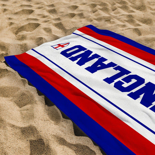 England Stripe  - WC26 - Retro Beach Towel - 150cm x 75cm