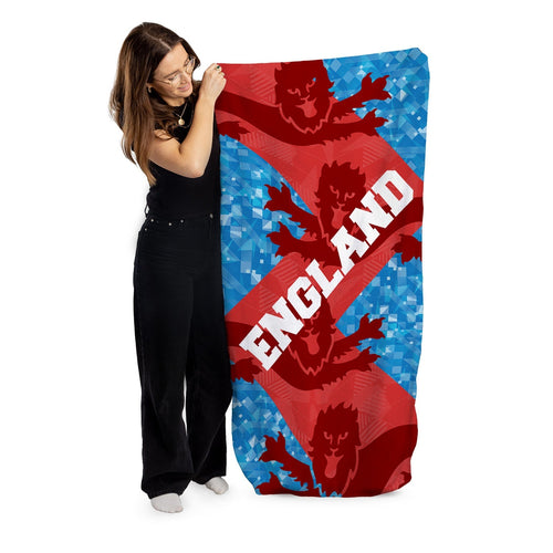England Patchwork Lions - WC26 - Retro Beach Towel - 150cm x 75cm