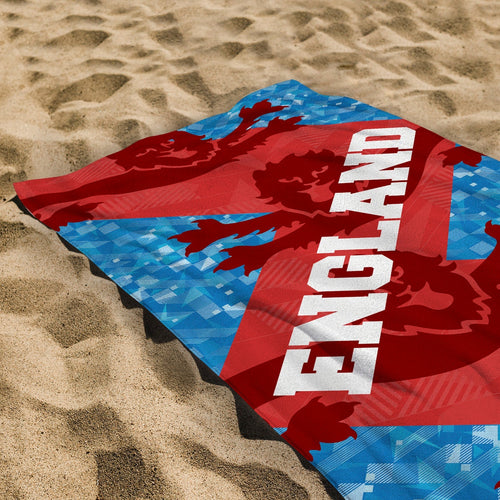England Patchwork Lions - WC26 - Retro Beach Towel - 150cm x 75cm