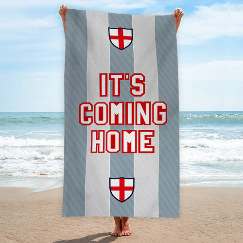 England Grey Stripe - WC26 - Retro Beach Towel - 150cm x 75cm