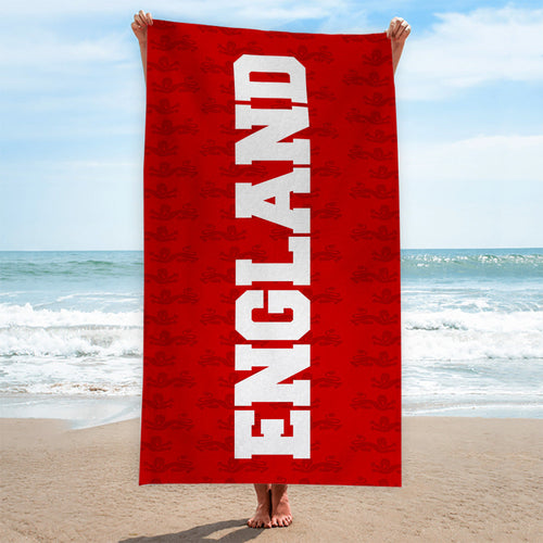 England Lion Repeat - WC26 - Retro Beach Towel - 150cm x 75cm