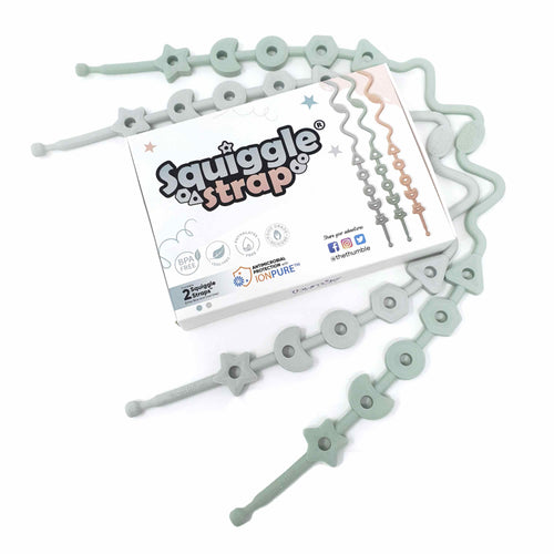 Squiggle Strap® Antimicrobial LFGB Silicone Toy Straps (2pcs)