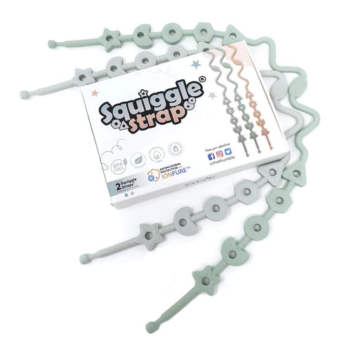 Squiggle Strap® Antimicrobial Toy Strap (2pcs) - Ether Blue & Cool Grey