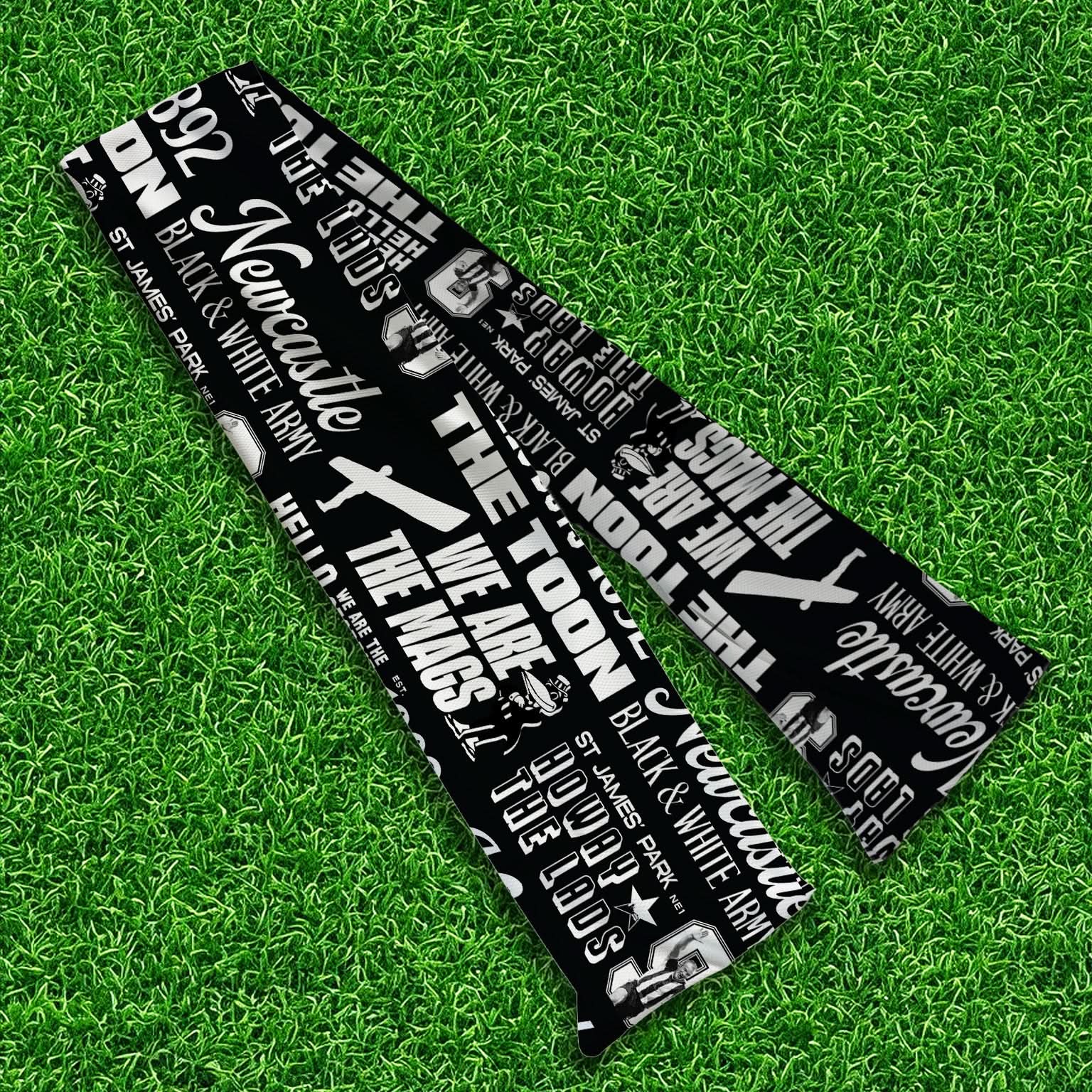 Newcastle Word Montage - Knitted Eyelet Football Scarf
