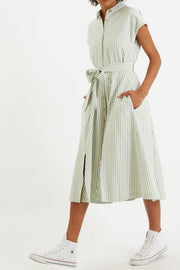 Fleur Sail Stripe Midi Shirt Dress