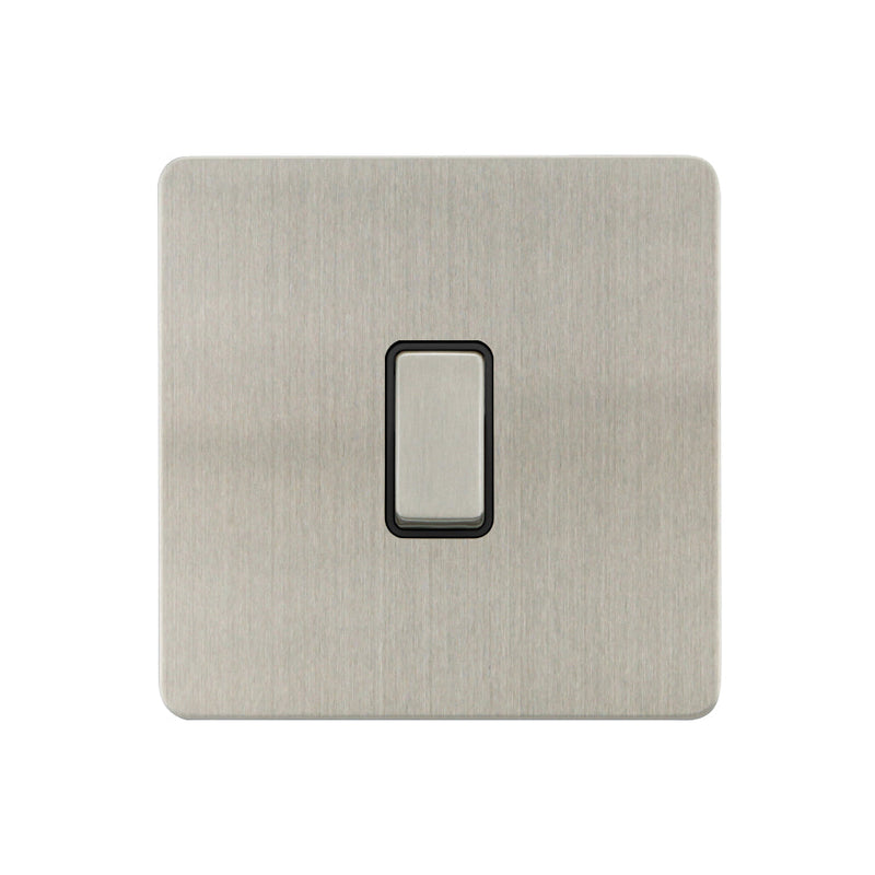 Caradok - The Ultra Flat - Brushed Chrome - FN011DME - 10AX 1G 2Way Switch Brushed Chrome, Black Insert